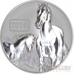 Tokelau Year of the Horse Series Lunar Family $5 Silver Coin 2014 Reverse Proof 1 oz