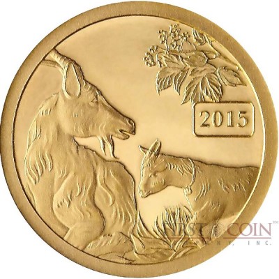 Tokelau MOTHER & KID Year of the Goat $5 Gold Coin 2014 Proof