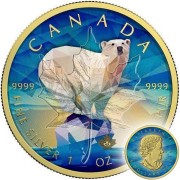 Canada CANADIAN BEAR Canadian Maple Leaf series THEMATIC DESIGN $5 Silver Coin 2017 Gold plated 1 oz