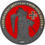 Germania IRON CROSS 5 Mark Silver Coin 2019 Ruthenium plated 3D Shaped Cross 1 oz