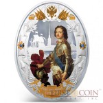 Niue island PETER THE GREAT series RUSSIAN EMPERORS $5 Silver coin 2014 Oval shape High relief Gold plated Proof 2 oz