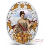 Niue island CATHERINE I series RUSSIAN EMPERORS $5 Silver coin 2014 Oval shape High relief Gold plated Proof 2 oz