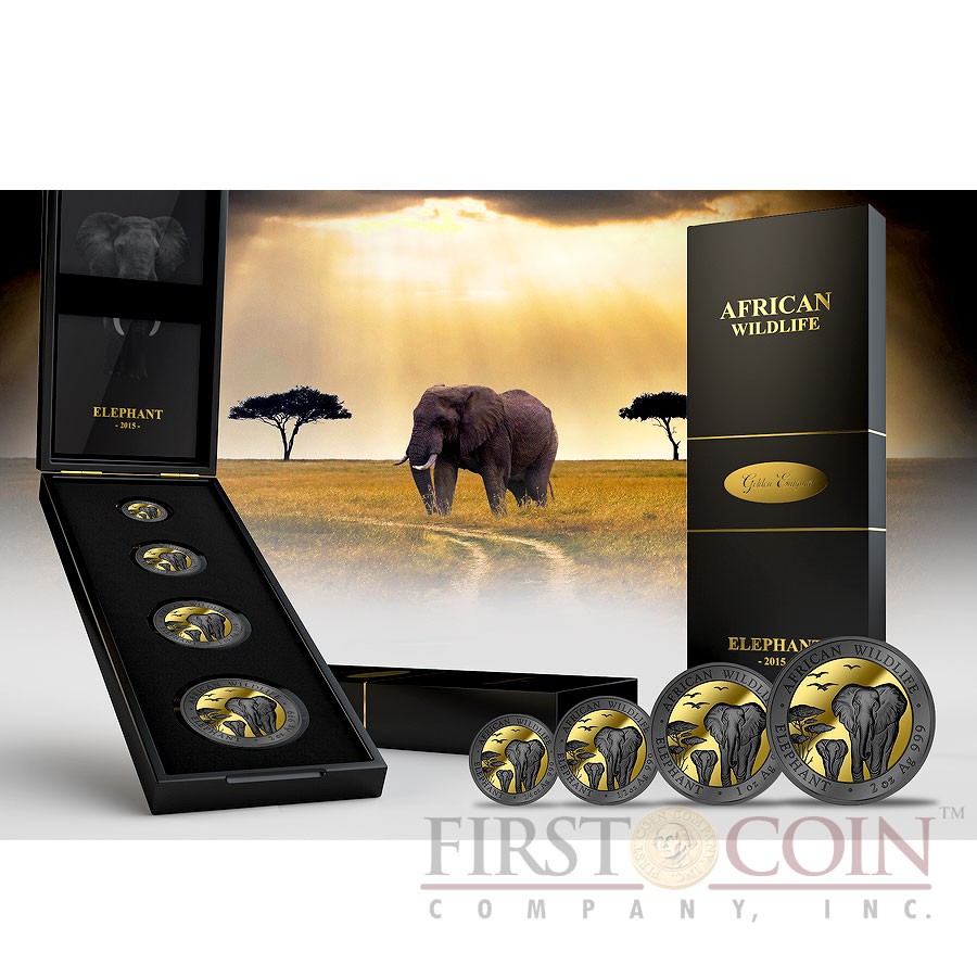 2015 Gabon Springbok GOLDEN ENIGMA rutenio 1oz moneda de plata dorada Black 
