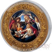 Niue Island MADONNA OF THE MAGNIFICAT SANDRO BOTTICELLI Series PERFECTION IN ART 2015 Silver coin $10 Gold plated high relief frame 2 oz