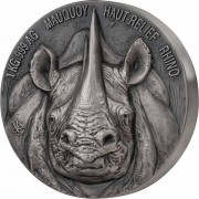 Ivory Coast RHINO series BIG FIVE MAUQUOY HAUT RELIEF 10000 Francs Silver coin Ultra High Relief 2020 Antique finish 1 Kg Kilo