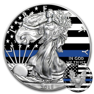 USA BLUE LIVES MATTER American Silver Eagle 2018 Walking Liberty $1 Silver coin 1 oz