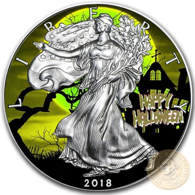 USA HALLOWEEN SILVER American Silver Eagle 2018 Walking Liberty $1 Silver coin 1 oz