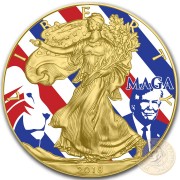 USA MAGA DONALD TRUMP American Silver Eagle 2018 Walking Liberty $1 Silver coin Gold Plated 1 oz