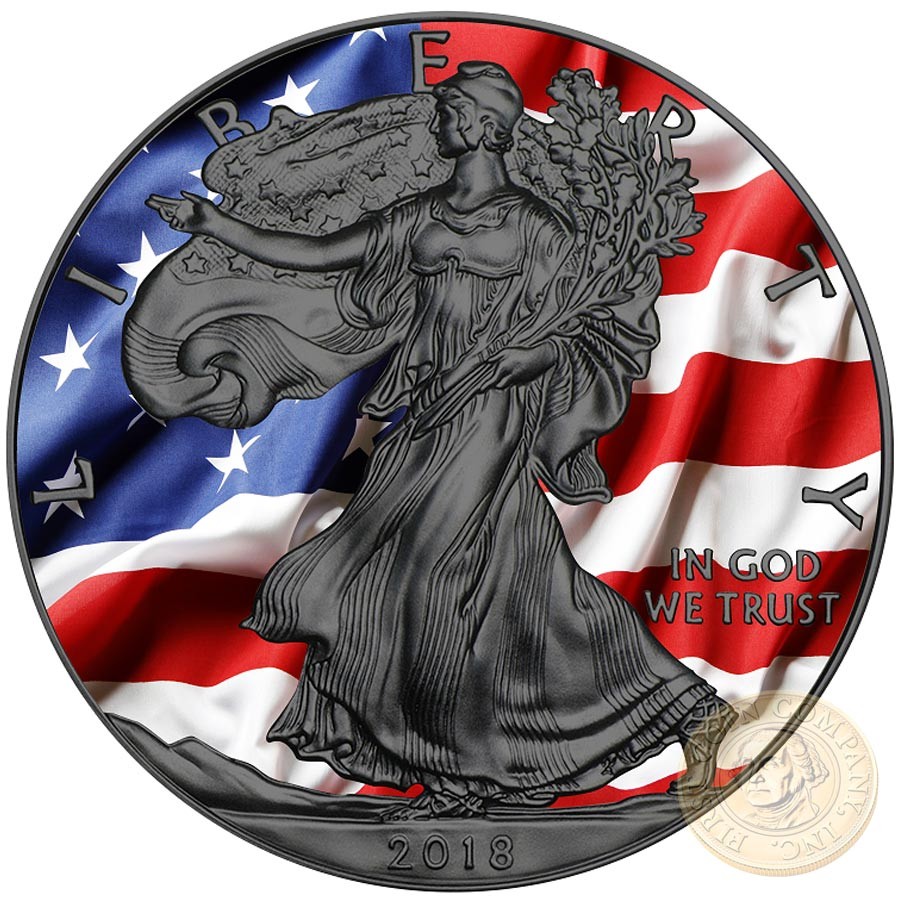 USA PATRIOTIC LIBERTY FLAG American Silver Eagle 2018 Walking Liberty ...