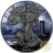 USA PIGEON POINT American Silver Eagle 2018 Walking Liberty $1 Silver coin Ruthenium Plated 1 oz