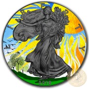 USA SUMMER SOLSTICE American Silver Eagle 2018 Walking Liberty $1 Silver coin Ruthenium Plated 1 oz