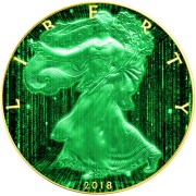 USA CRYPTO DIGITAL RAIN American Silver Eagle 2018 Walking Liberty $1 Silver coin Gold Plated 1 oz