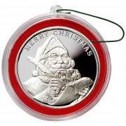 2015 MERRY CHRISTMAS SANTA CLAUS SEASON'S GREETINGS 999 Fine Silver Round Red Frame 1 oz