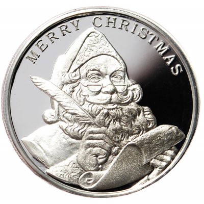 2015 MERRY CHRISTMAS SANTA CLAUS SEASON'S GREETINGS 999 Fine Silver Round 1 oz