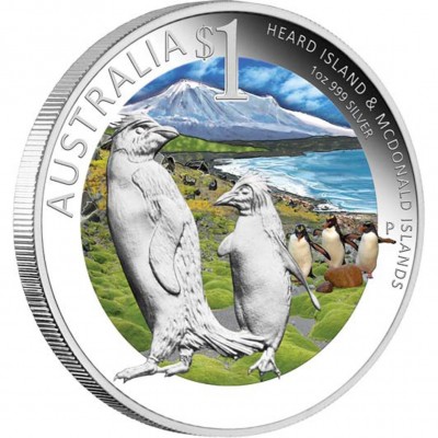 Australia Penguin HEARD AND MCDONALD ISLANDS - ANDA Celebrate Australia $1 Silver Coin 2010 Proof 1 oz