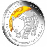 Australia COMMON WOMBAT Discover Dreaming $1 Silver Coin 2010 Proof 1 oz