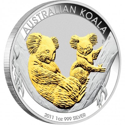 Australia AUSTRALIAN KOALA series AUSTRALIAN GILDED KOALA Silver Coin $1 Proof 2011