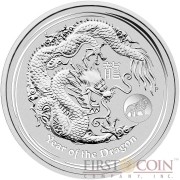 Australia DRAGON Lunar II series $1 Lion Privy Mark Silver coin 2012 BU 1 oz 