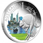 Australia Kangaroo PERTH - WESTERN AUSTRALIA - ANDA Celebrate Australia $1 Silver Coin 2011 Proof 1 oz