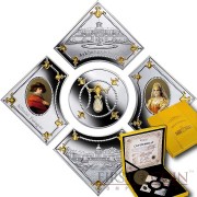 Niue Island Arkhangelskoye Estate - International Pearl $10 Five Gilded Colored Silver coin set Pearl Insert Proof 2014 ~2.6 oz