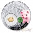 Niue Piggy LUCKY COINS Silver Coin Symbols of Luck Series $1 Colored 2014 Proof with Silver Gold-plated Filigree Insert