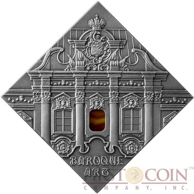 Niue Baroque Art of "The Art that Changed the World" series $1 Silver Coin 2014 Square Shape with Agate Insert Antique Finish