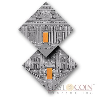 Niue Classicism Art of "The Art that Changed the World" series $1 Silver Coin 2014 Square Shape with Agate Insert Antique Finish