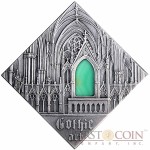 Niue Gothic Art of "The Art that Changed the World" series $1 Silver Coin 2014 Square Shape with Agate Insert Antique Finish