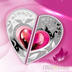 Niue Always with You Lovely two coin $2 Heart shape Set 2014 Proof Silver 1 oz