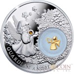 Niue Guardian Angel $2 Silver Coin Proof with Silver Gold-plated Filigree Insert and Swarovski Element 2014
