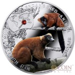 Niue Island Red Ruffed Lemur Silver Coin SOS to the World - Endangered Animal Species series $1 Colored 2014 Proof with Swarovski Elements