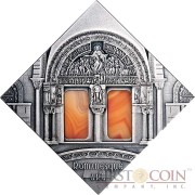 Niue Romanesque Art of "The Art that Changed the World" series $1 Silver Coin 2014 Square Shape with Agate Insert Antique Finish