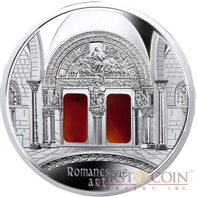 Niue Romanesque Art of "The Art that Changed the World" series $10 Silver Coin 2014 with Agate Insert Proof 3 oz