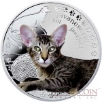 Niue Javanese Cat Silver Coin Man's best friends - Cats Series $1 Colored 2014 Proof with Swarovski