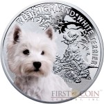 Niue West Highland White Terrier Silver Coin "Dogs - Man's best friends" Series $1 Colored 2014 Proof