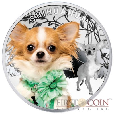 Niue Chihuahua Silver Coin "Dogs - Man's best friends" Series $1 Colored 2014 Proof