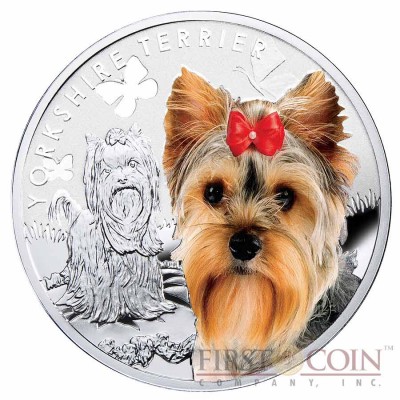 Niue Yorkshire Terrier Silver Coin "Dogs - Man's best friends" Series $1 Colored 2014 Proof