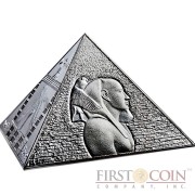 Niue Island The Great Pyramids Masterpiece of Mint Art $15 Pyramid Shaped High Relief Silver coin 3 oz Proof 2014