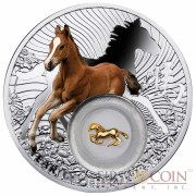 Niue Gilded The Year of Horse with Filigree Lunar Chinese Calendar 2013 Colored $2 Silver Coin