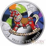 Niue Baby Rocking Horse The Year of Horse Lunar Chinese Calendar 2014 Colored $1 Silver Coin