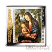 Niue Madonna under the Fir Tree Silver Coin Lucas Cranach "Masterpieces of Renaissance" Series $1 Colored 2013 Gilded Proof Square