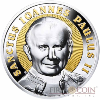 Niue Saint John Paul II $2 Gilded Silver Coin 2014 Proof 2 oz
