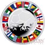 Niue Island Soccer $2 Colored Silver coin 2014 Proof 1 oz