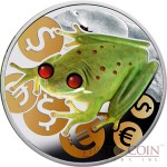Niue MONEY FROG $2 Silver Coin High Relief Ambers Colored 1 oz Proof 2015