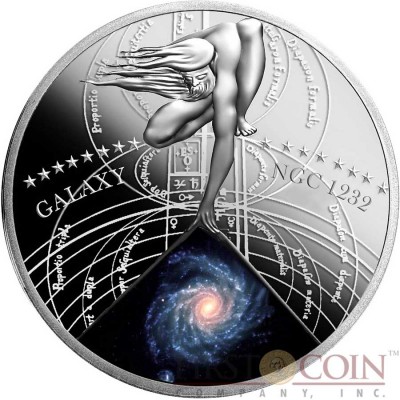 Niue Island SPIRAL GALAXY NGC 1232 $1 The Most Beautiful Galaxies Series Silver coin Colored 2015 Proof