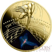 Niue Island THE TINKER BELL TRIPLET $0.50  The Most Beautiful Galaxies Series Gilded Colored Brass coin 2015 Proof