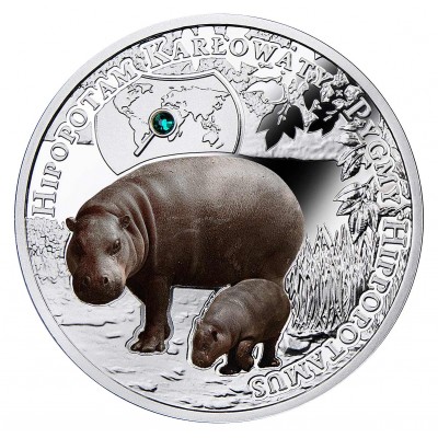 Niue Island HIPPO-Hippopotamus $1 Silver Coin SOS to the World - Endangered Animal Species series 2016