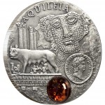 Niue Island AQUILEIA series AMBER ROUTE $1 Silver Coin 2011 Antique finish Amber inlay