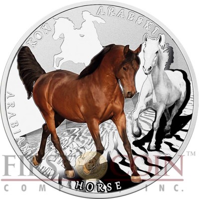 Niue Island ARABIAN HORSE Silver Coin Man's best friends - HORSES Series $1 Colored 2015 Proof