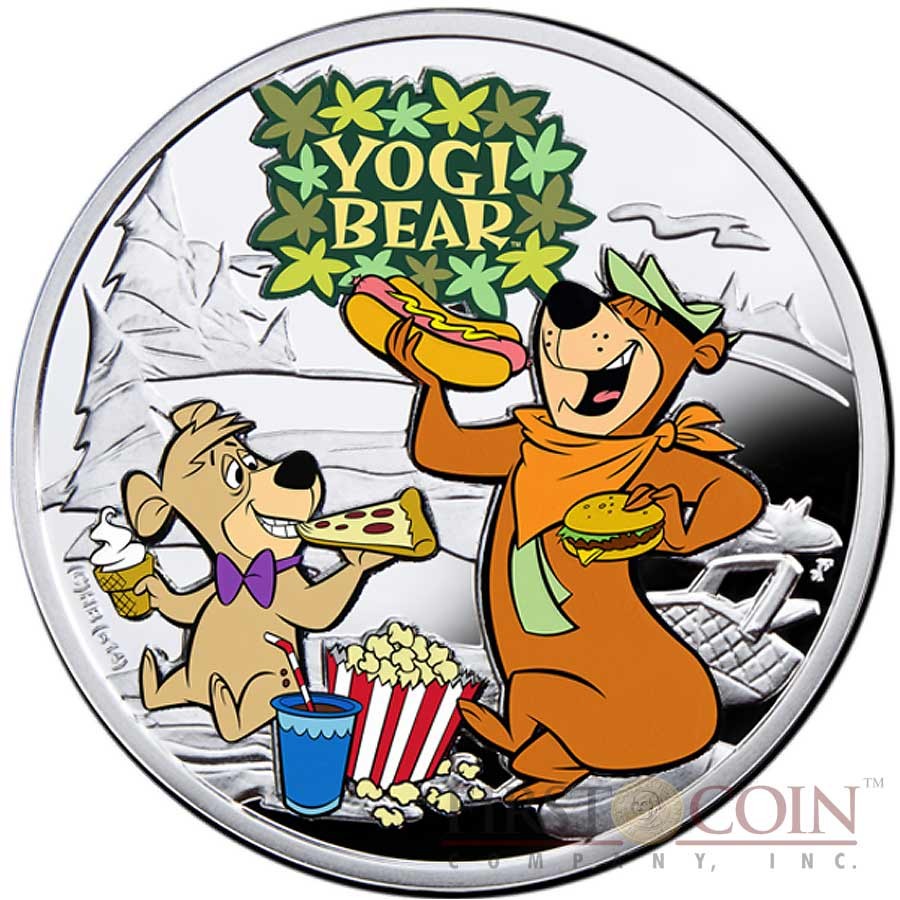 Niue Yogi Bear $1 Silver Coin Cartoon Characters series Colored 2014 Proof